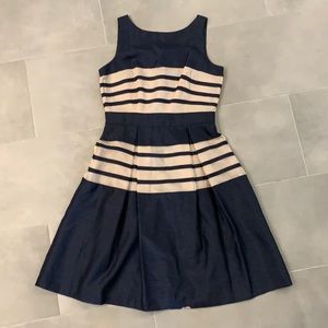 Navy and cream striped dress